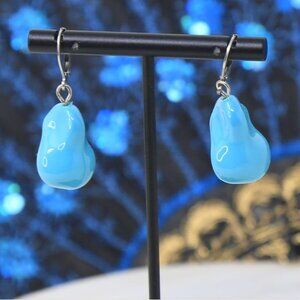 Artisan ✦ Sleeping Beauty Turquoise Shell Pearl Earrings ✦ Drop 316L Steel Lever